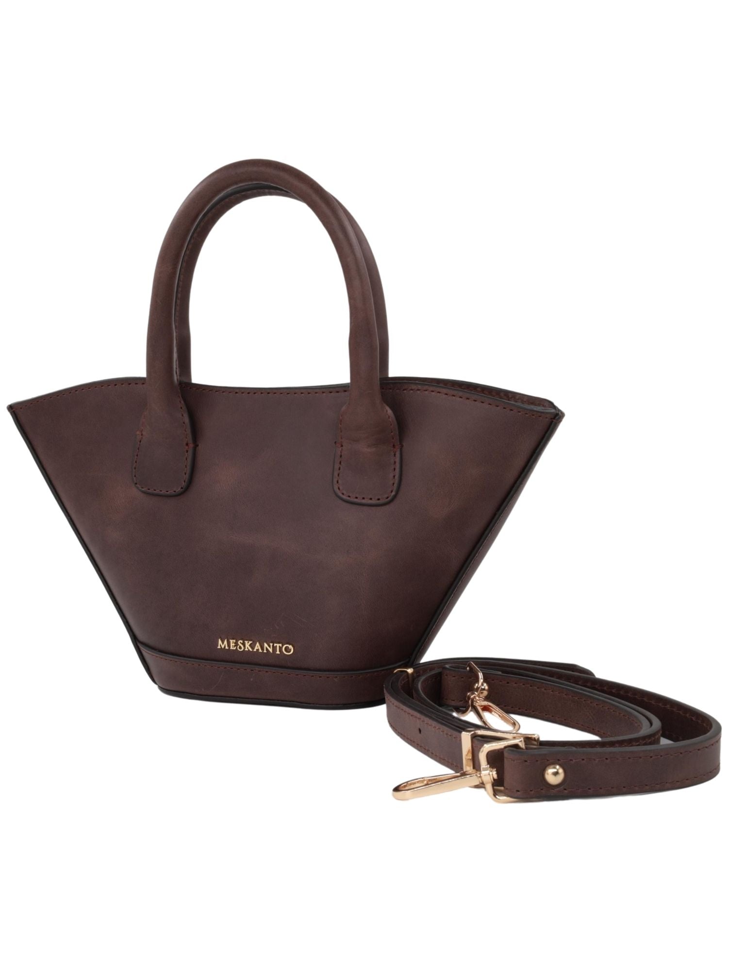 Meskanto - Hakiki Deri Kadın Omuz Çantası - MES-B-1023-Acı Kahve