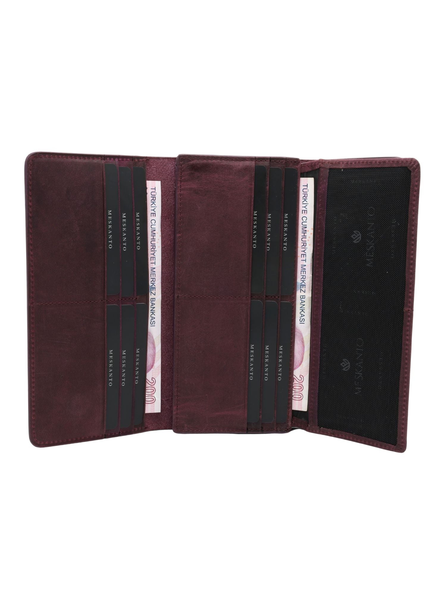 Meskanto - Meskanto Clarice El Dikişli Telefon Bölmeli Kişiye Özel Hakiki Deri Cüzdan - FD - WL - 2022 - M