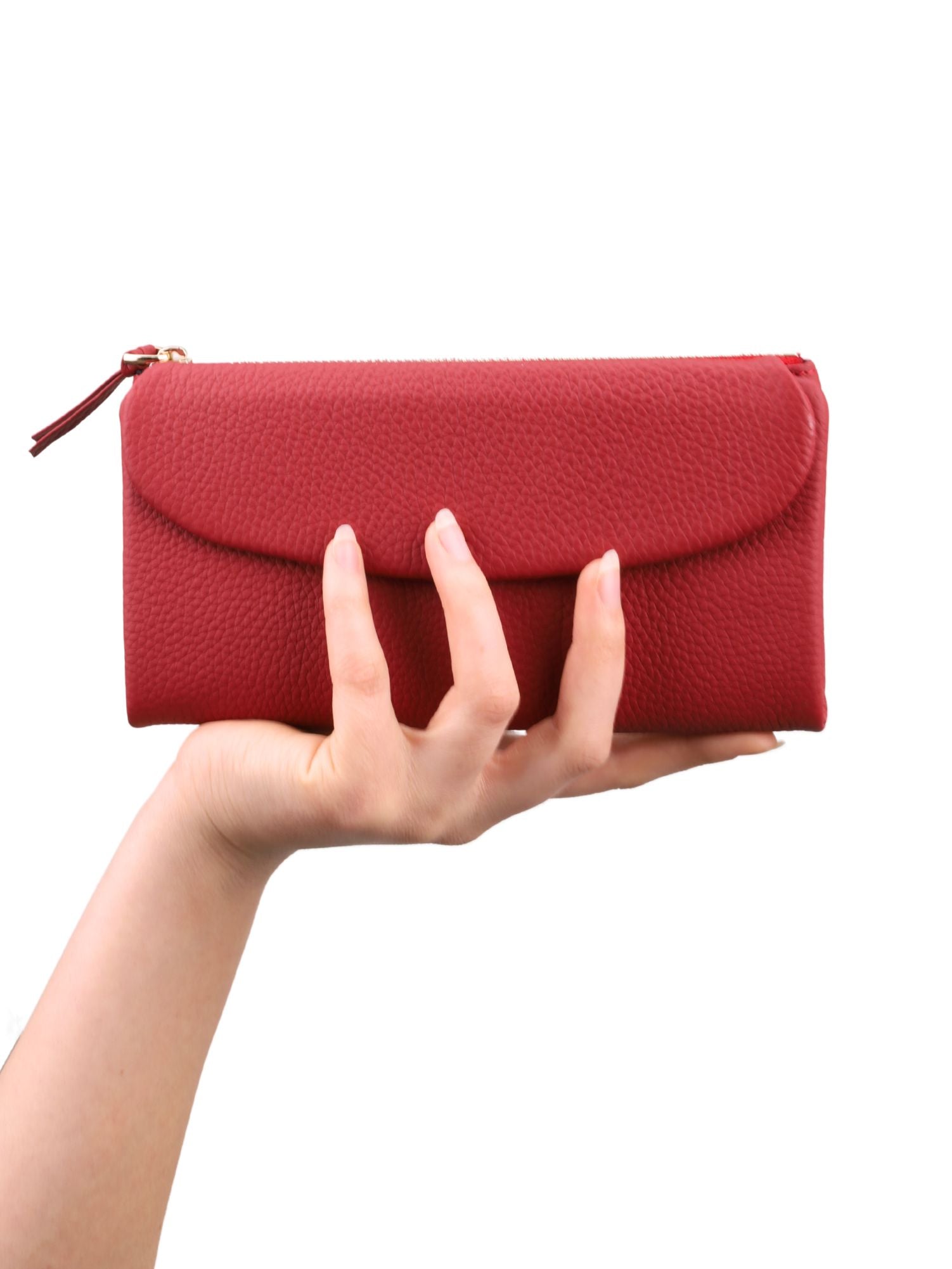 Meskanto - Meskanto Daisy Hakiki Deri Telefon Bölmeli Kapaklı Uzun Kadın Cüzdanı - FD-2049-K - K