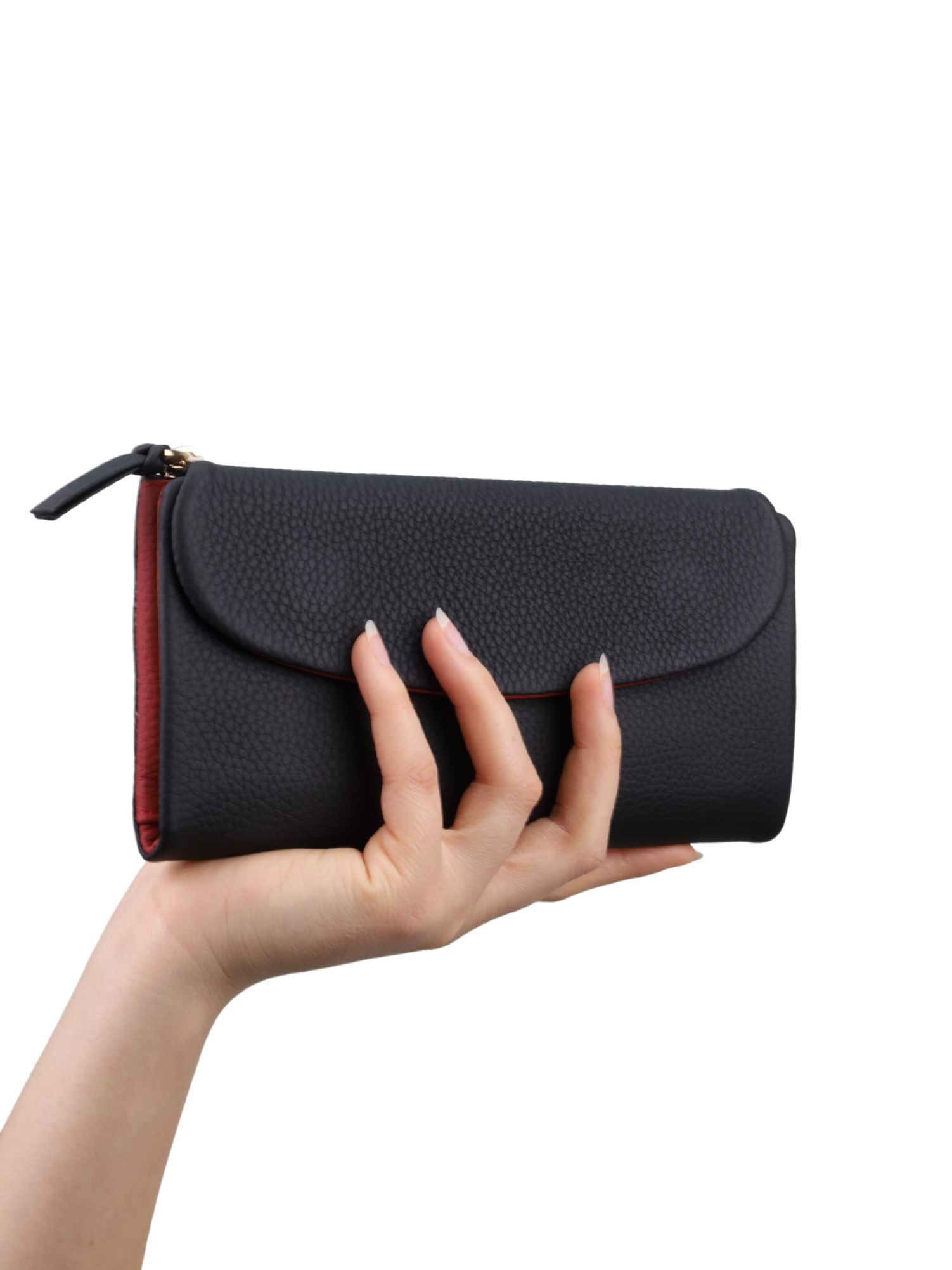 Meskanto - Meskanto Daisy Hakiki Deri Telefon Bölmeli Kapaklı Uzun Kadın Cüzdanı - FD-2049-KS - KS