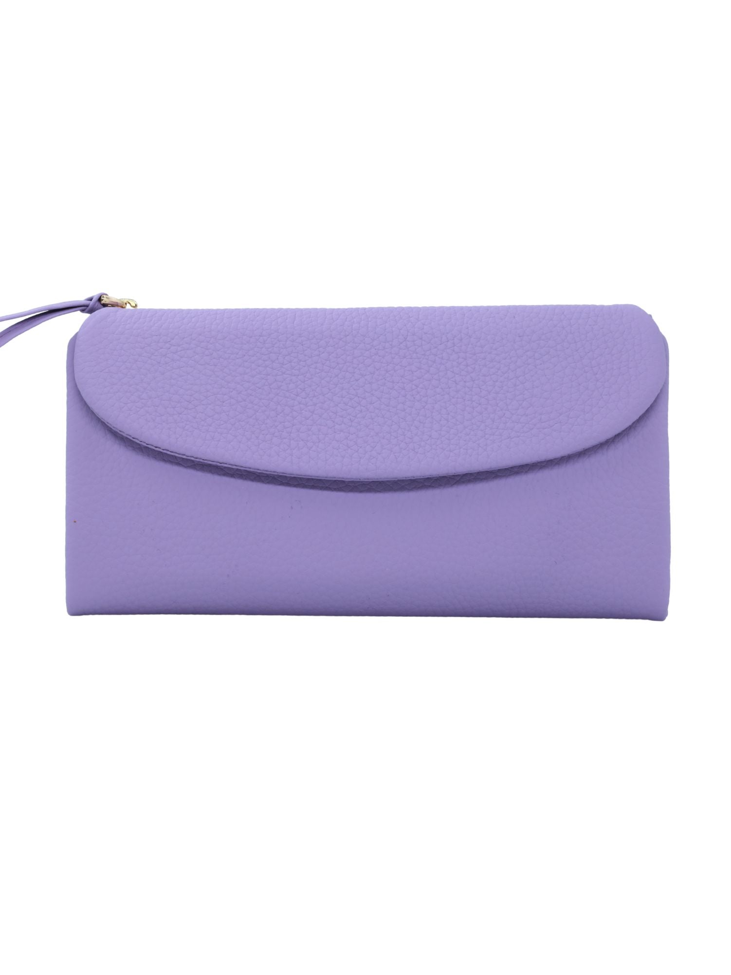 Meskanto - Meskanto Daisy Hakiki Deri Telefon Bölmeli Kapaklı Uzun Kadın Cüzdanı - ALM-LİLA - L