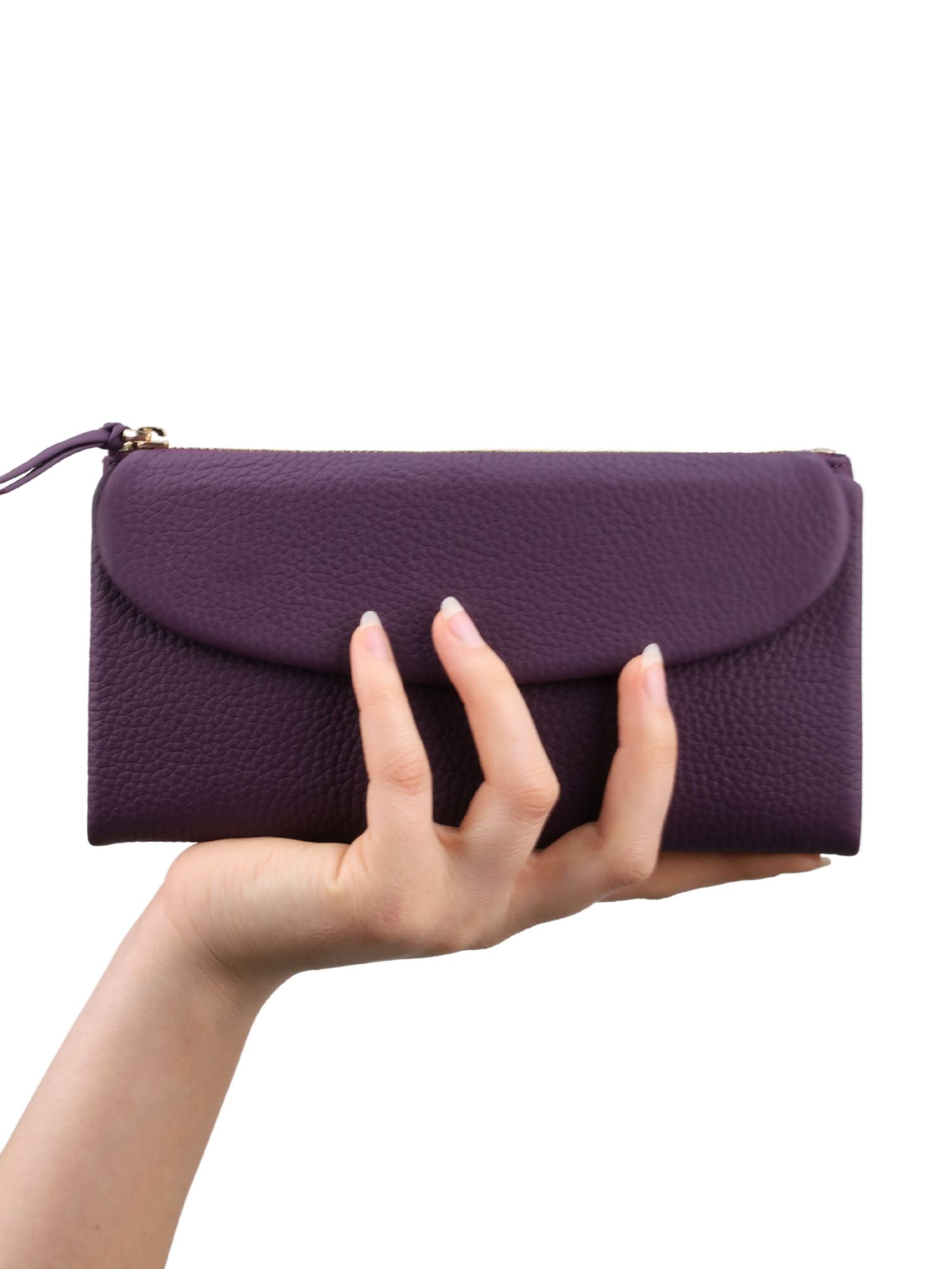 Meskanto - Meskanto Daisy Hakiki Deri Telefon Bölmeli Kapaklı Uzun Kadın Cüzdanı - FD-2049-M - M