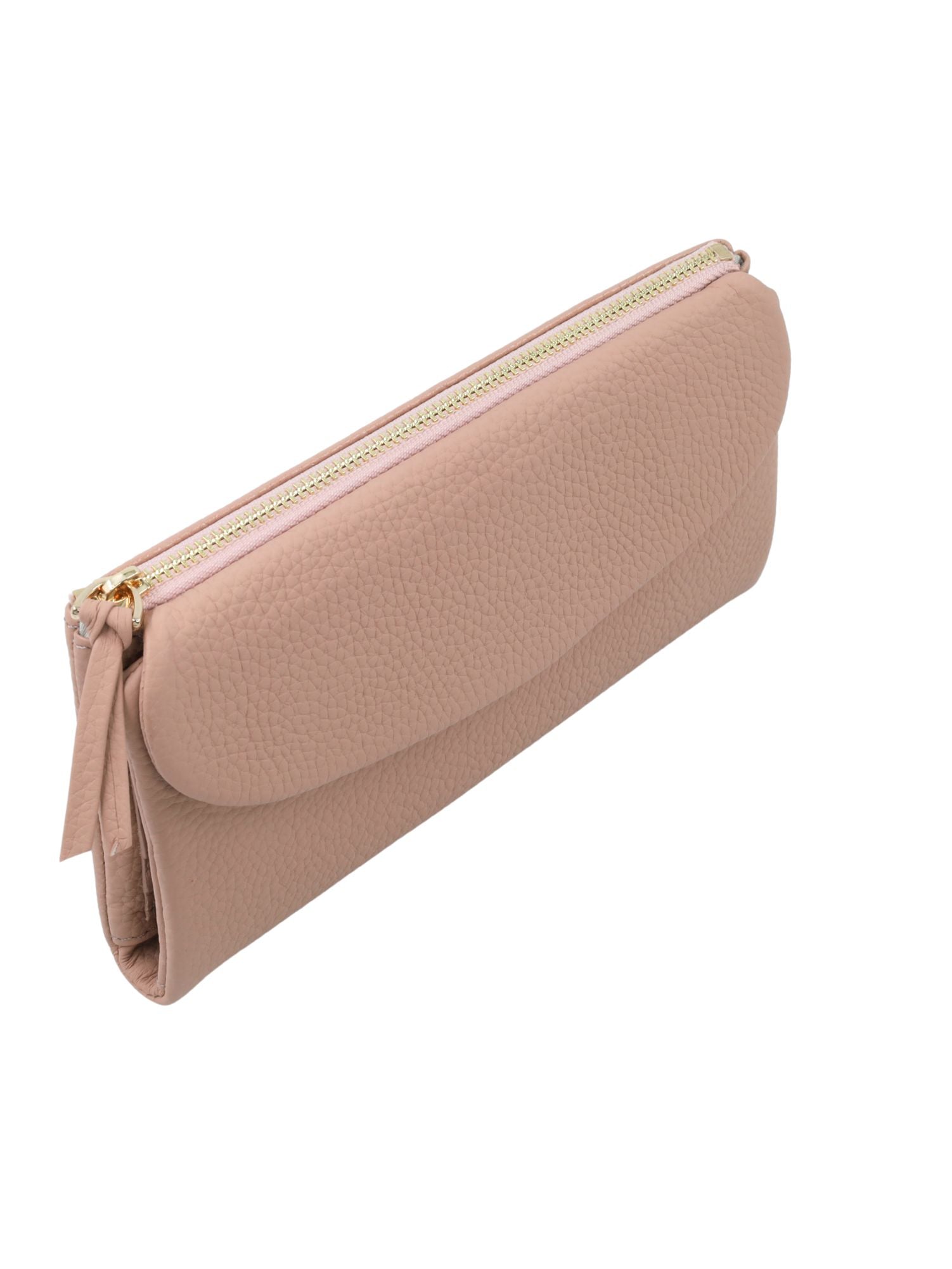 Meskanto - Meskanto Daisy Hakiki Deri Telefon Bölmeli Kapaklı Uzun Kadın Cüzdanı - ALM-PUDRA - P