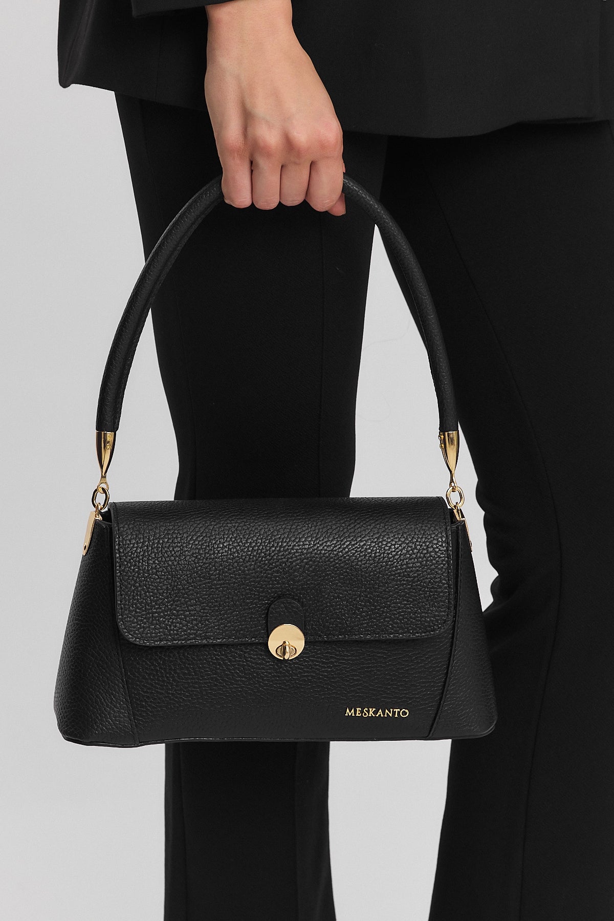 Meskanto - Hakiki Deri Kadın Omuz Çantası - MES-B-1002-Siyah