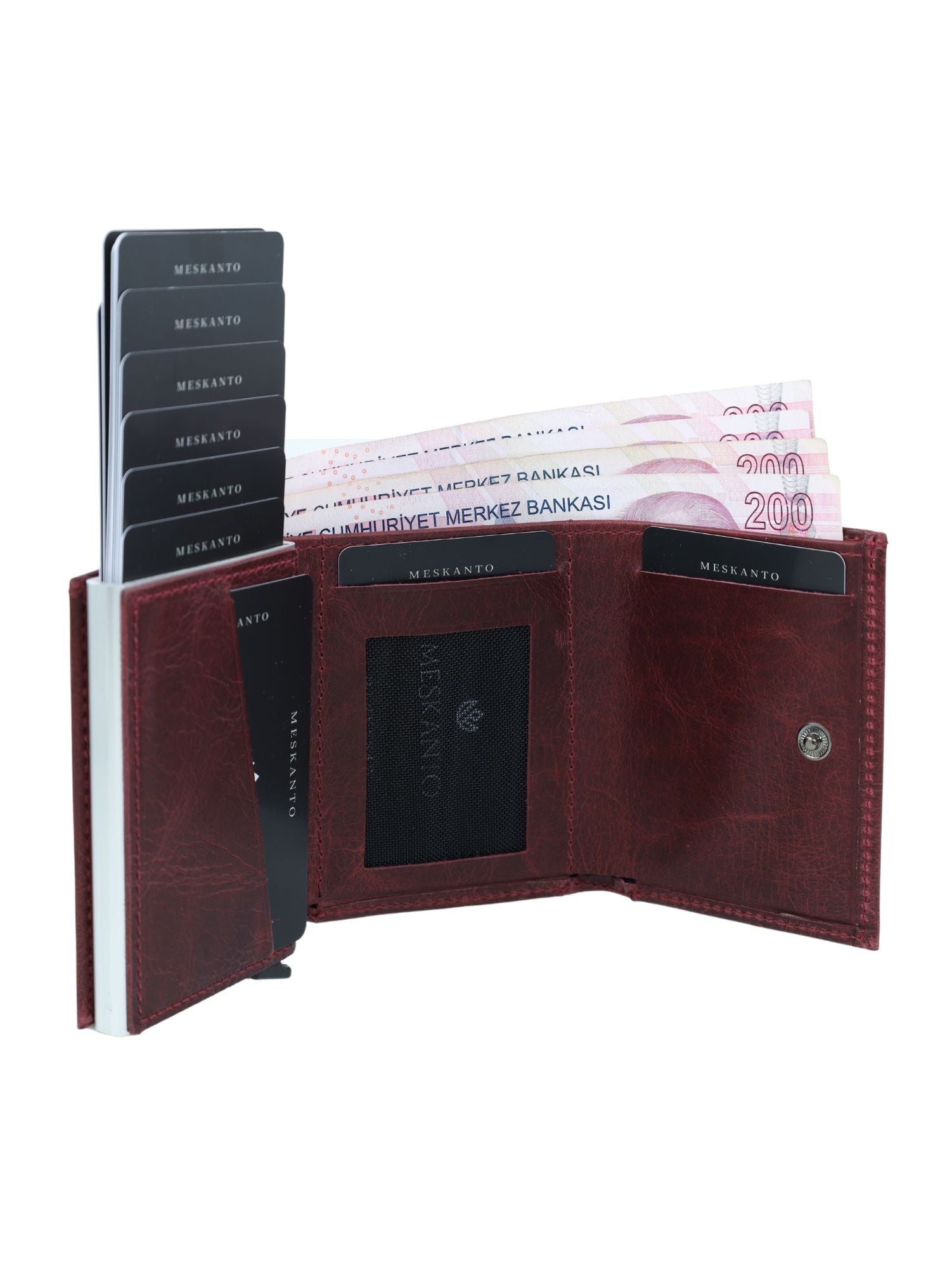Meskanto - Meskanto Mekanizmalı Hakiki Deri Kişiye Özel Kartlık - FD - WL - 2001 - Bordo