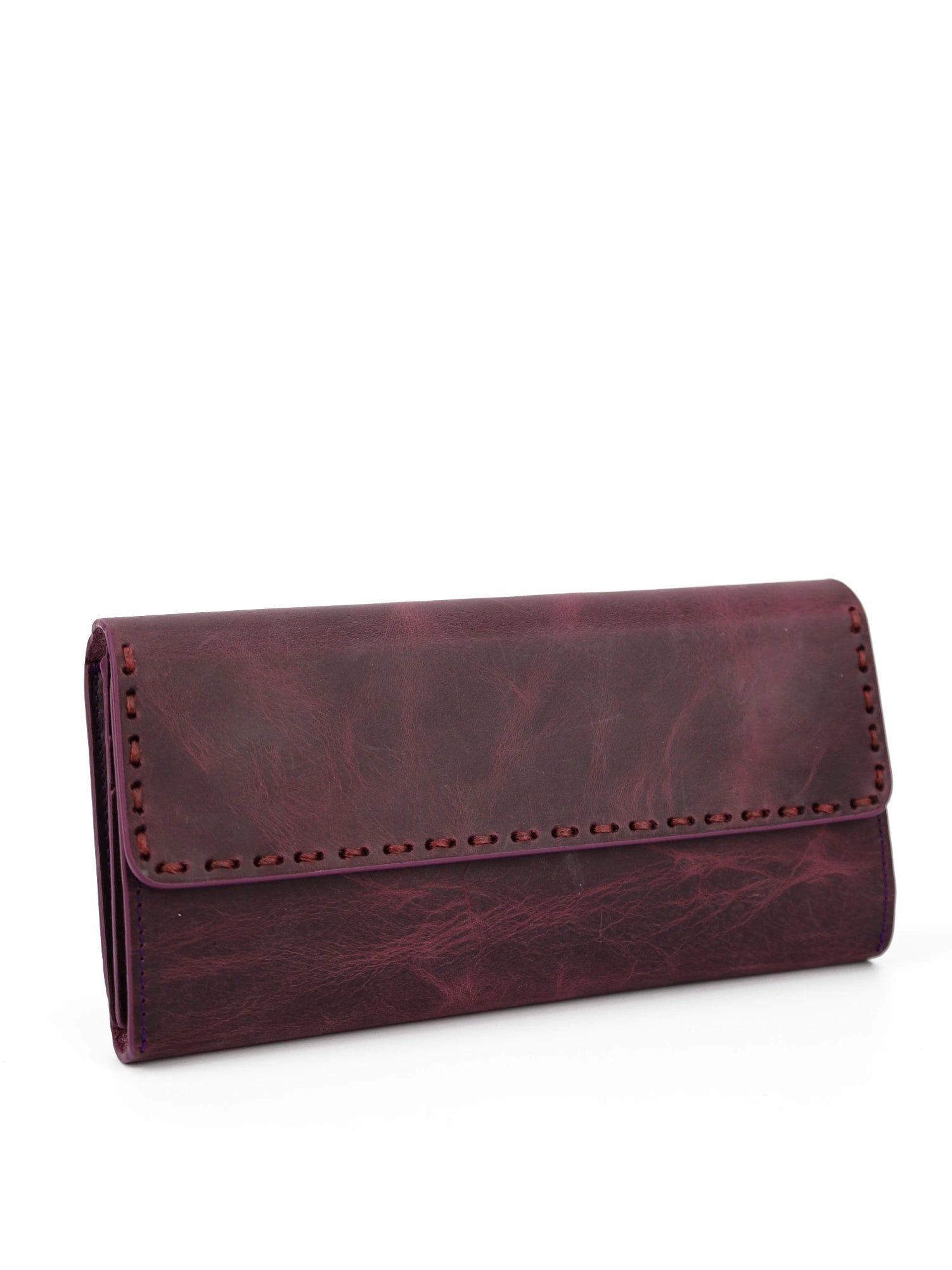 Clarice Hakiki Deri Telefon Bölmeli Kadın Cüzdan (Mor)