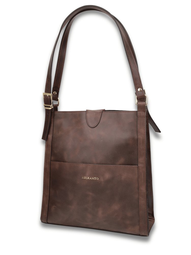 Meskanto - Bella Hakiki Deri Kadın Omuz Çantası -MES-B-1002-ACI-KAHVERENGİ