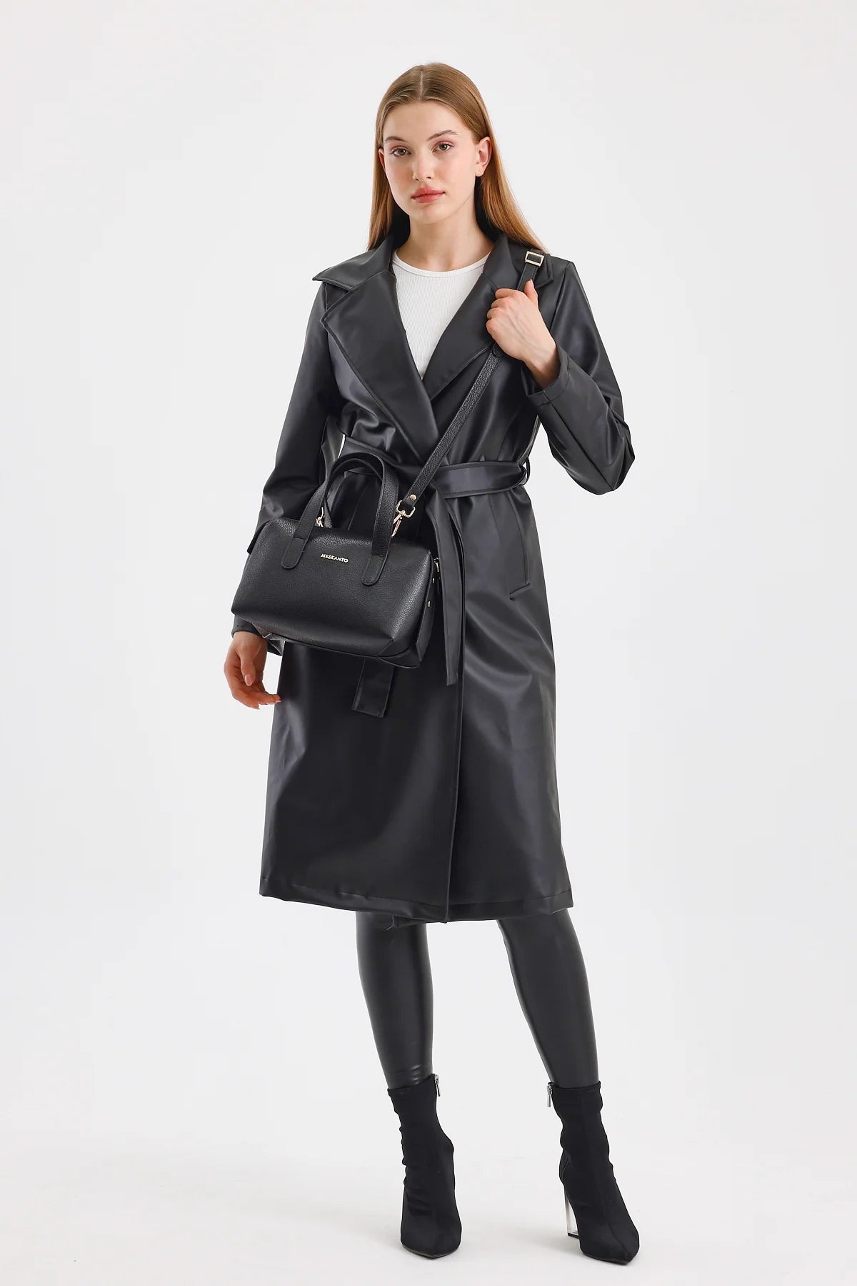 Handy Hakiki Deri Kadın El Omuz Çantası (Floater Bordo)