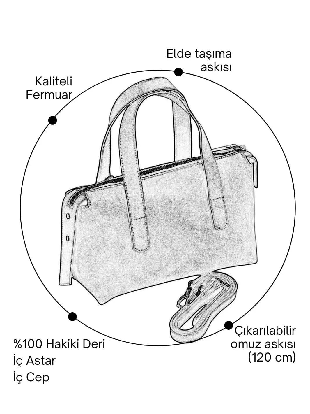 Handy Hakiki Deri Kadın El Omuz Çantası (Floater Bordo)
