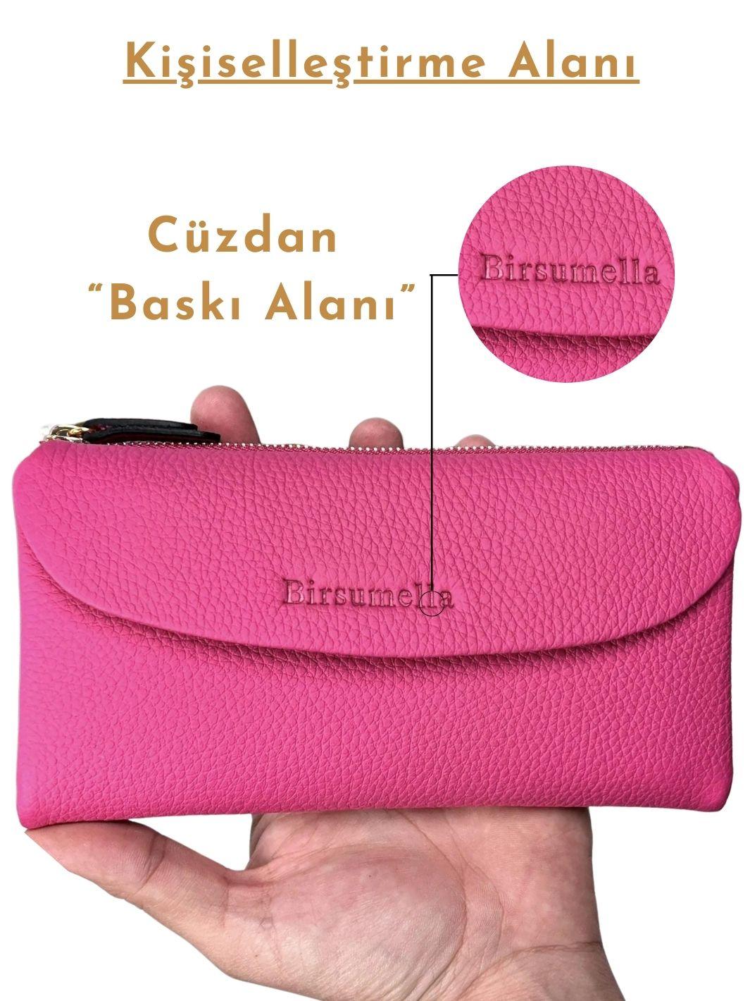 Daisy Hakiki Deri Telefon Bölmeli Kadın Cüzdan