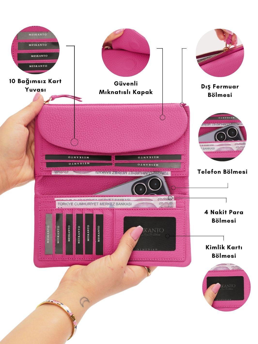 Daisy Hakiki Deri Telefon Bölmeli Kadın Cüzdan