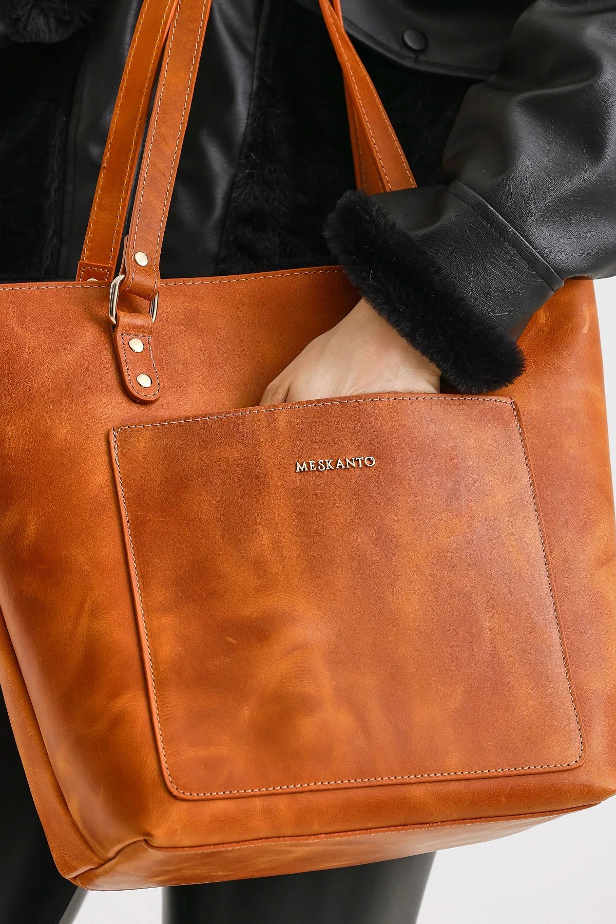 Tote Hakiki Deri Kadın Alışveriş Kol ve Omuz Çantası