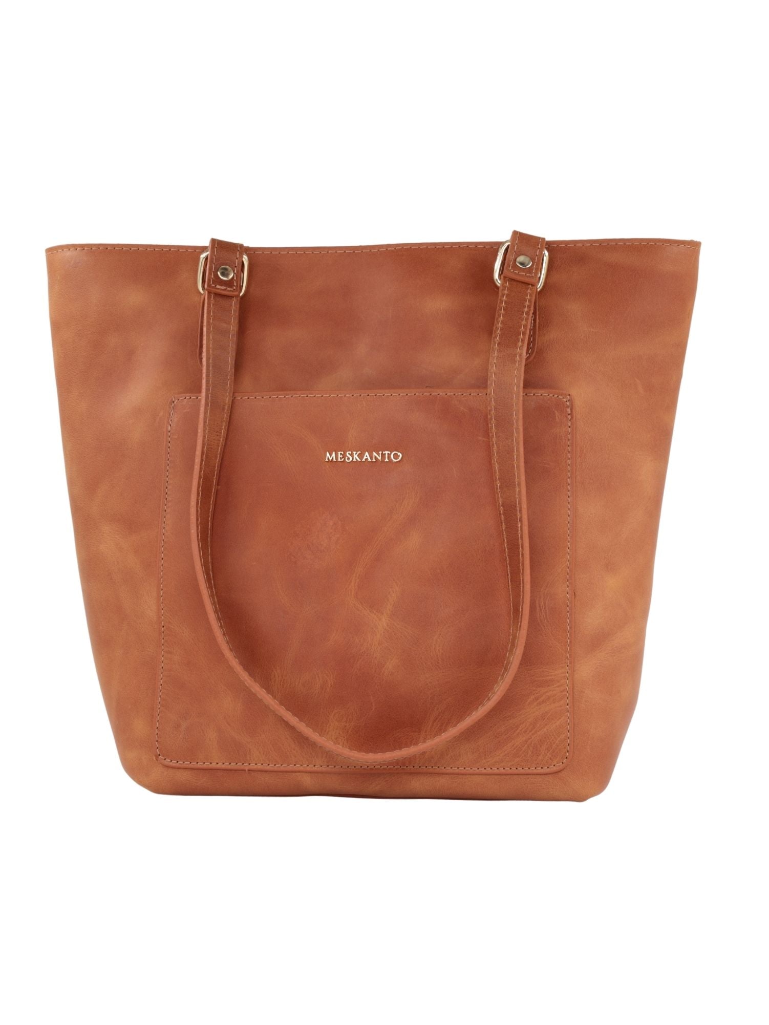 Meskanto - Tote Hakiki Deri Kadın Alışveriş Kol ve Omuz Çantası -MES-T-1001-TABA