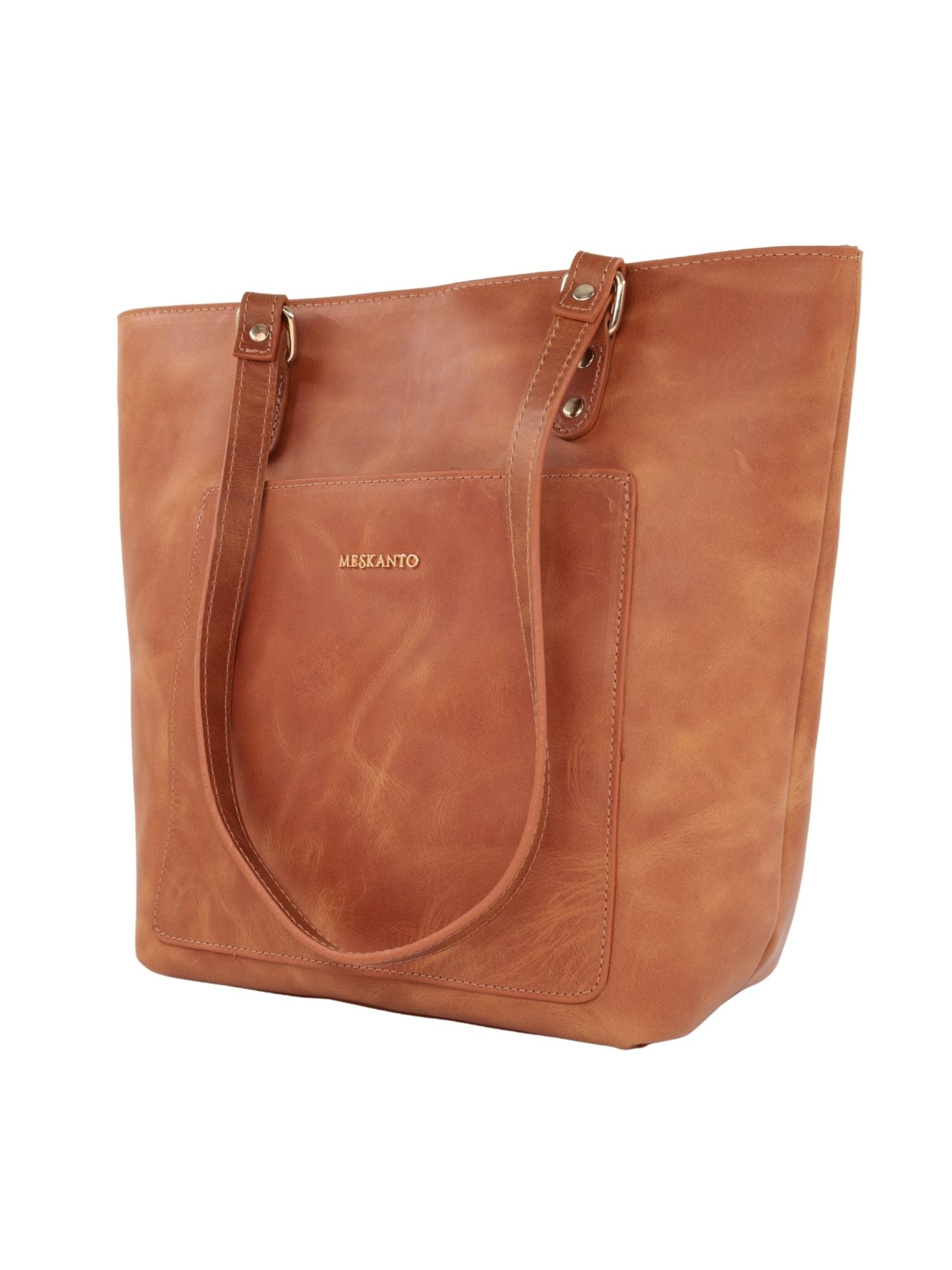 Meskanto - Tote Hakiki Deri Kadın Alışveriş Kol ve Omuz Çantası -MES-T-1001-TABA
