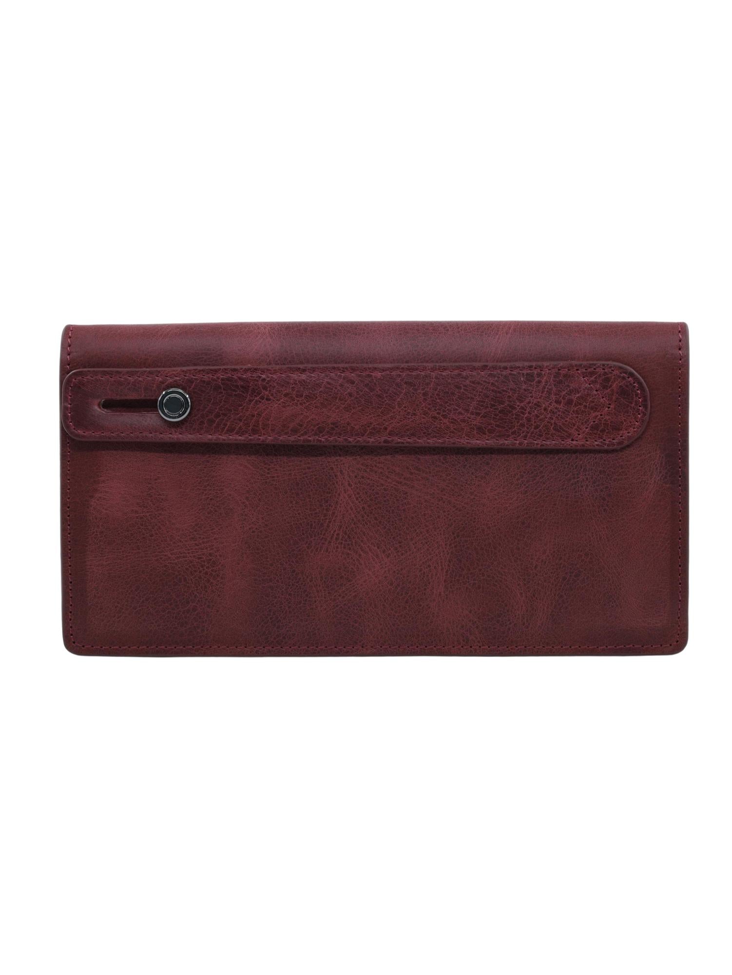 Meskanto - Vera Hakiki Deri Fermuarlı Telefon Bölmeli Uzun Cüzdan - MES-V-1018-BORDO