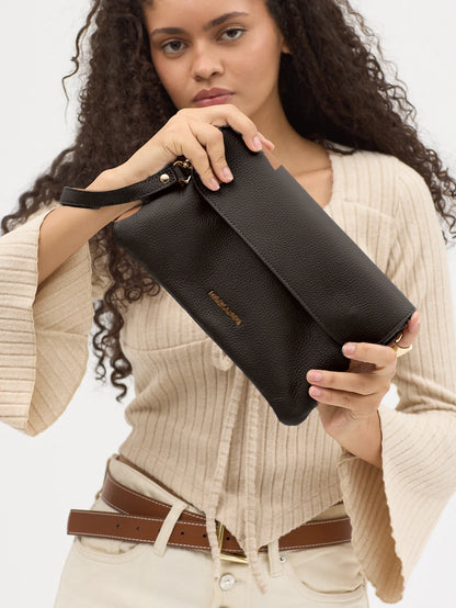 Alina Hakiki Deri Clutch El ve Omuz Çantası