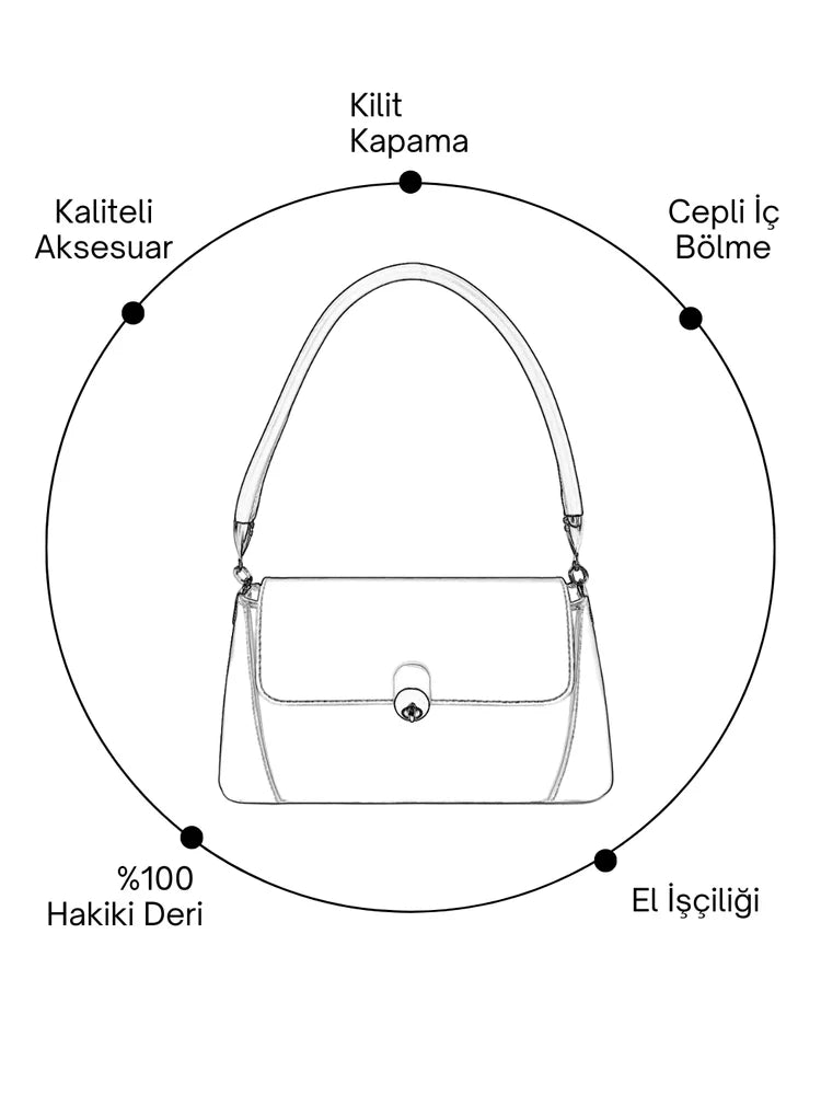 Meskanto - Hakiki Deri Kadın Omuz Çantası - MES-B-1002-Acı Kahve