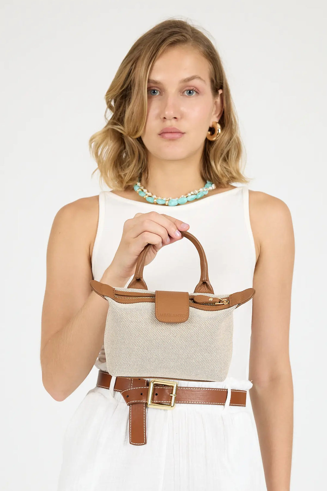 Lara Kanvas ve Hakiki Deri Mini El-Omuz Çantası