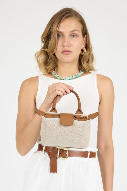 Lara Kanvas ve Hakiki Deri Mini El-Omuz Çantası