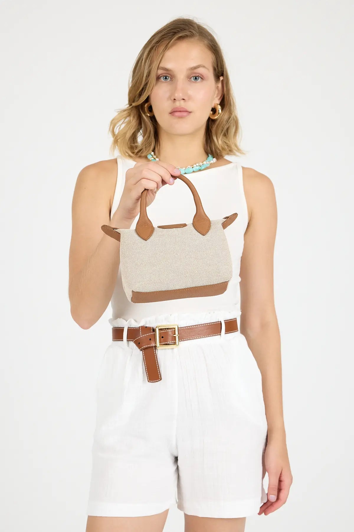 Lara Kanvas ve Hakiki Deri Mini El-Omuz Çantası