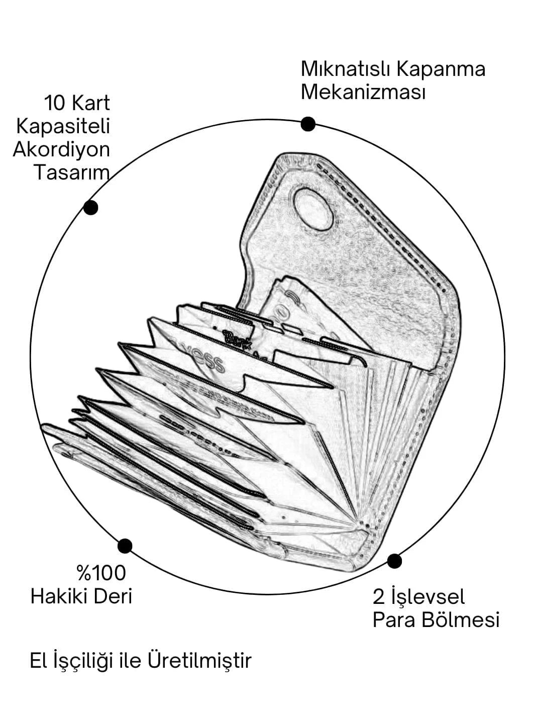 gercek deri akordiyon kartlik cuzdan