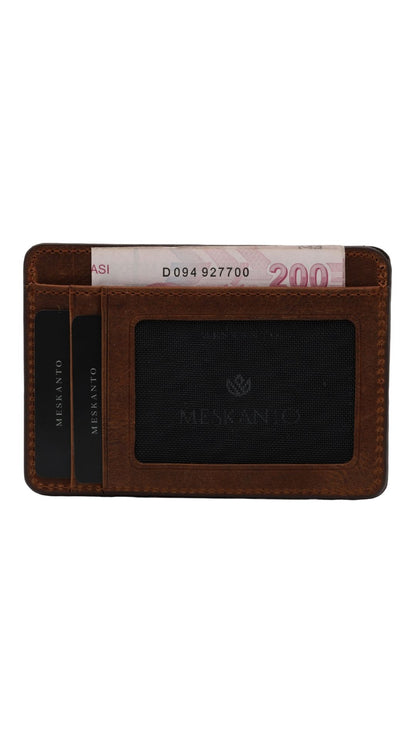 Meskanto - Miny Hakiki Deri Cüzdan  -WST-358-T-Taba