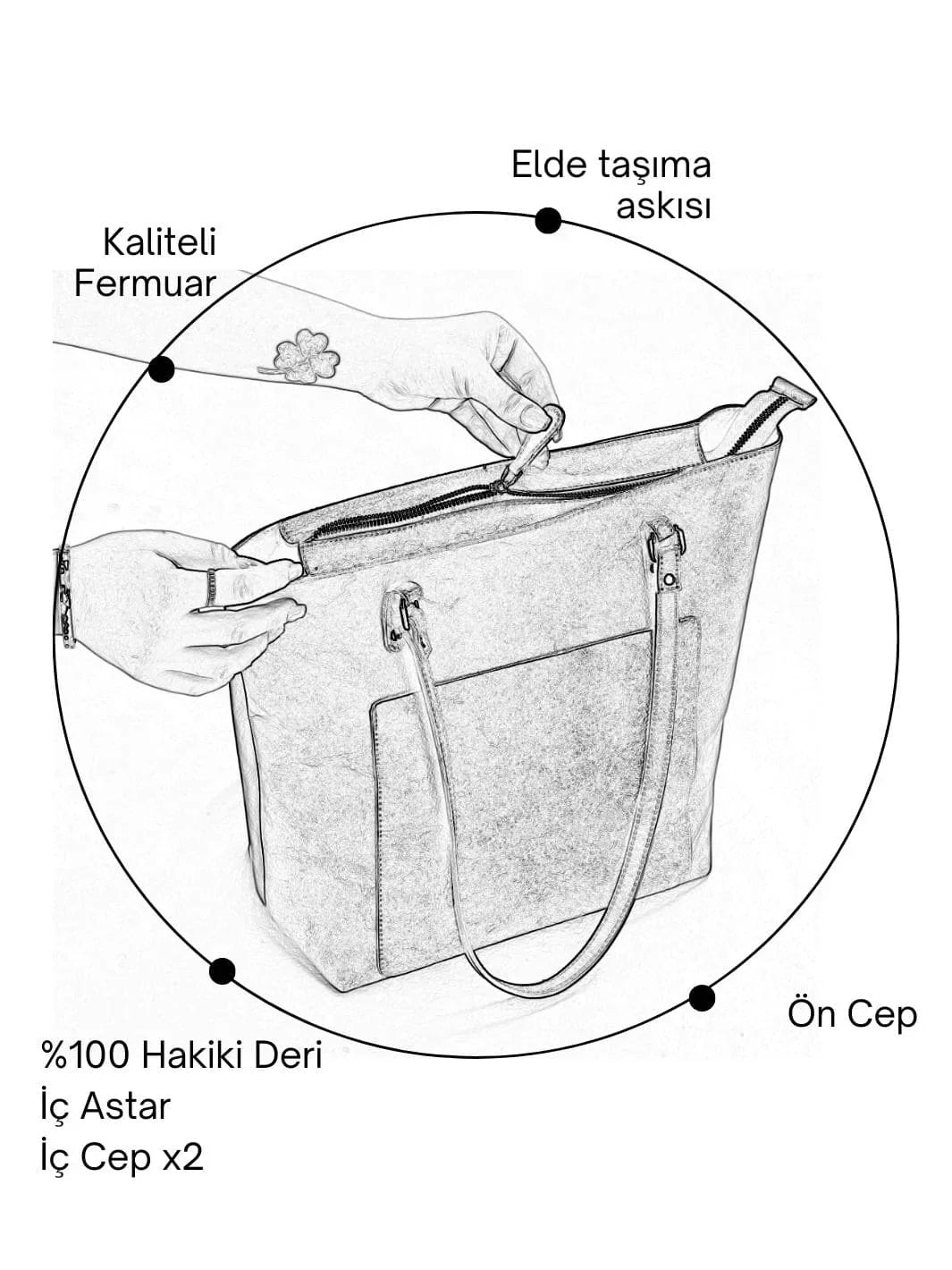 Meskanto - Tote Hakiki Deri Kadın Alışveriş Kol ve Omuz Çantası -MES-T-1001-KAHVERENGİ