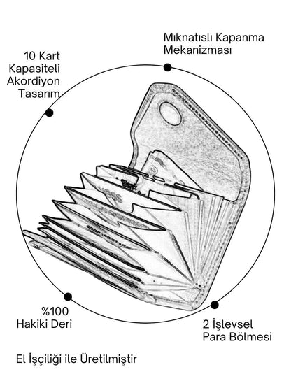 Meskanto - Meskanto Gerçek Deri Akordiyon Kartlık Cüzdan - FD - WL - 2063 - K