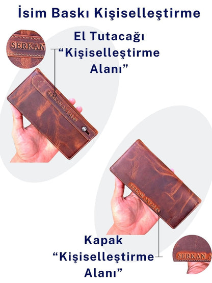 Meskanto - Meskanto Leon Hakiki Deri Telefon Bölmeli Uzun Erkek Cüzdanı - FD - WL - 2048E - K