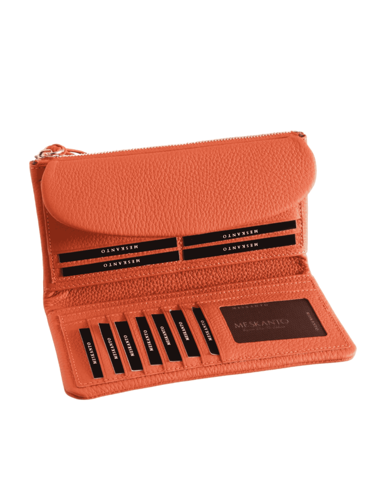 Meskanto - Meskanto Daisy Hakiki Deri Telefon Bölmeli Kapaklı Uzun Kadın Cüzdanı - FD-2049-T- T