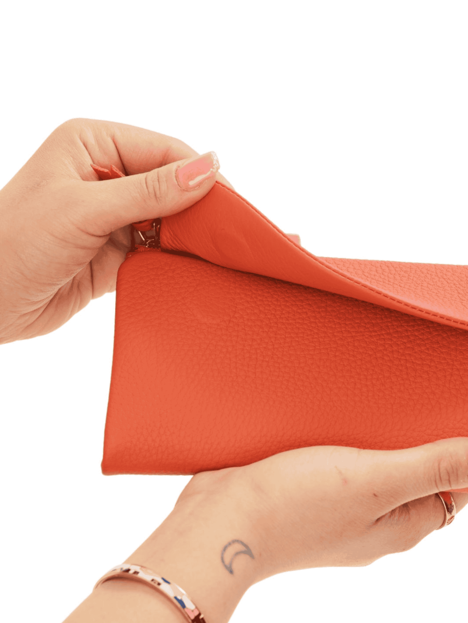 Meskanto - Meskanto Daisy Hakiki Deri Telefon Bölmeli Kapaklı Uzun Kadın Cüzdanı - FD-2049-T- T