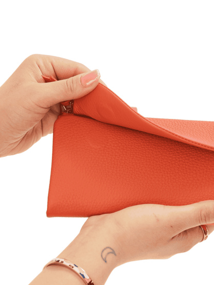 Meskanto - Meskanto Daisy Hakiki Deri Telefon Bölmeli Kapaklı Uzun Kadın Cüzdanı - FD-2049-T- T