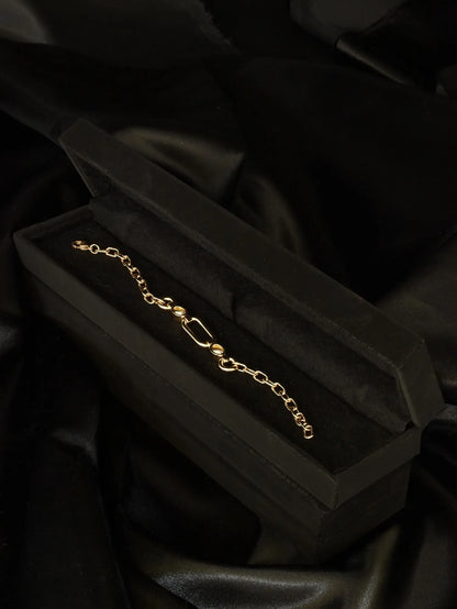 Oval Taş Detaylı Premium Çelik Zincir Bileklik