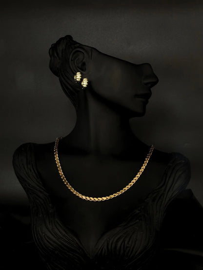 Gold Renkli Buğday Desen Çelik Kolye