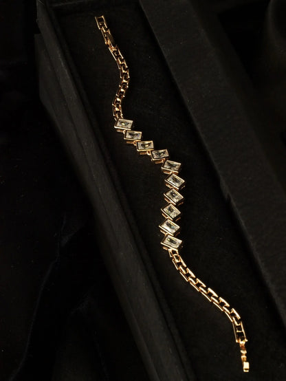 Kare Taşlı Premium Çelik Zincir Bileklik