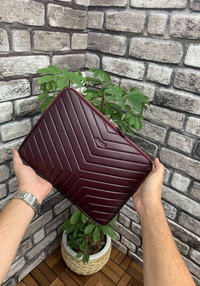 Meskanto Guard Bordo Üçgen Desen Clutch Çanta