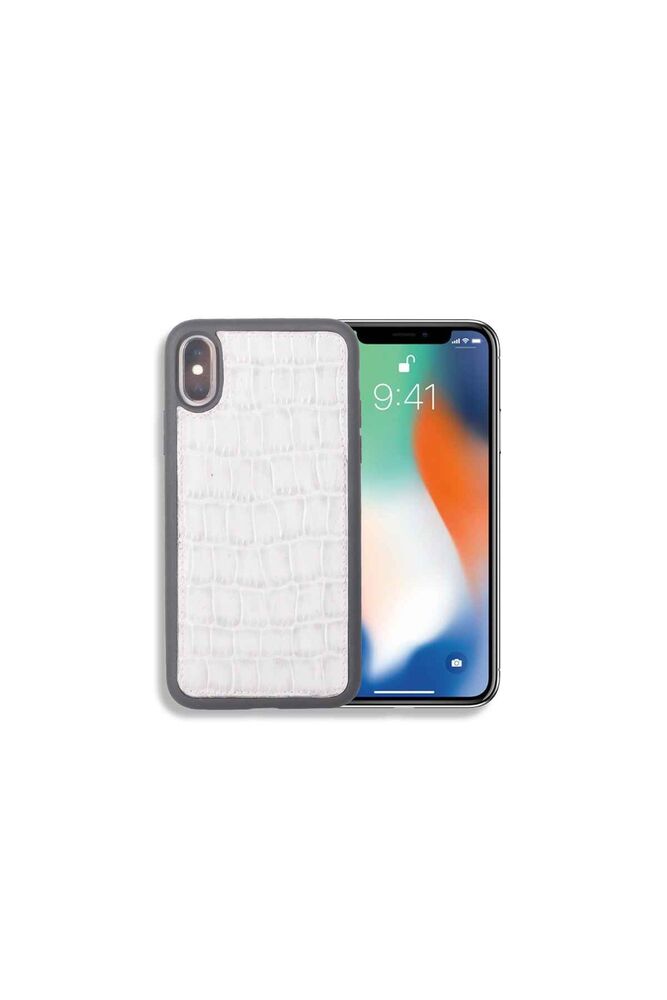 Meskanto Guard Gri Croco Desen Deri iPhone X / XS Kılıfı