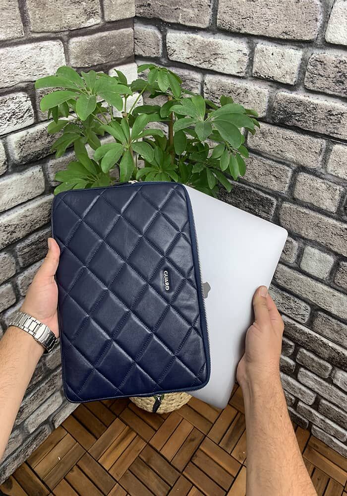 Lacivert Large Capitone Clutch Çanta - Meskanto