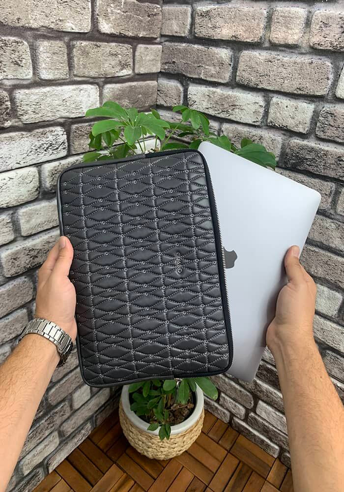 Nakış Desenli Antrasit Clutch Çanta - Meskanto