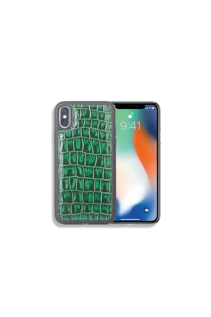 Meskanto Guard Yeşil Croco Desenli Deri iPhone X / XS Kılıfı